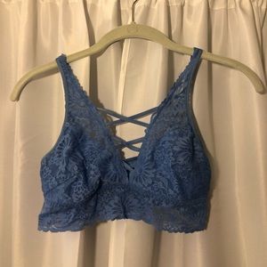 PINK blue lace bralette